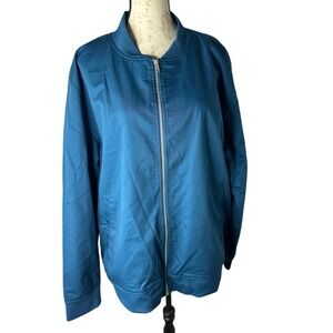 Line of Trade Mens Bomber Jacket Full Zip Blue Casual Lightweight Coat XL